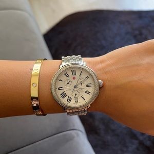 MICHELE WHITE DIAL QUARTZ DIAMOND STAINLESS STEEL